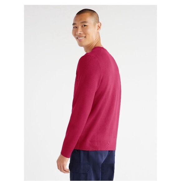 Men's Comfy Solid Crewneck Sweater with Long Sleeves, Size XXL - Picture 7 of 10